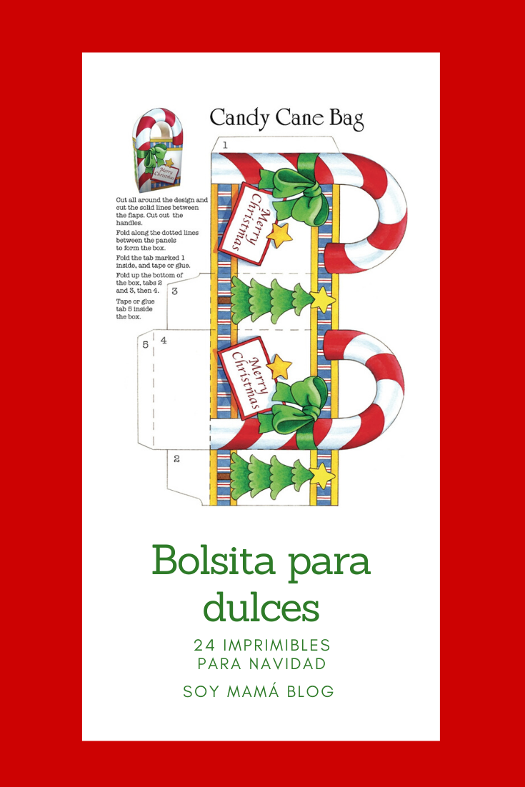 24 imprimibles para Navidad | Bolsita para dulces #24imprimibles | Soy Mamá Blog