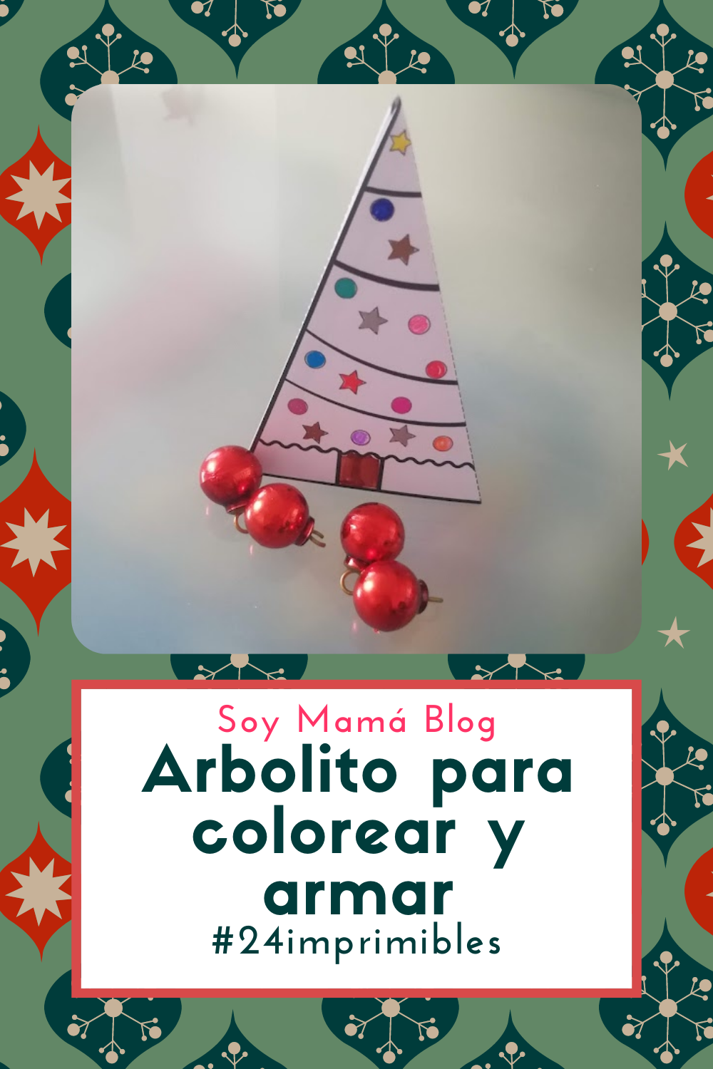 24 imprimibles para Navidad | Arbolito para colorear y armar