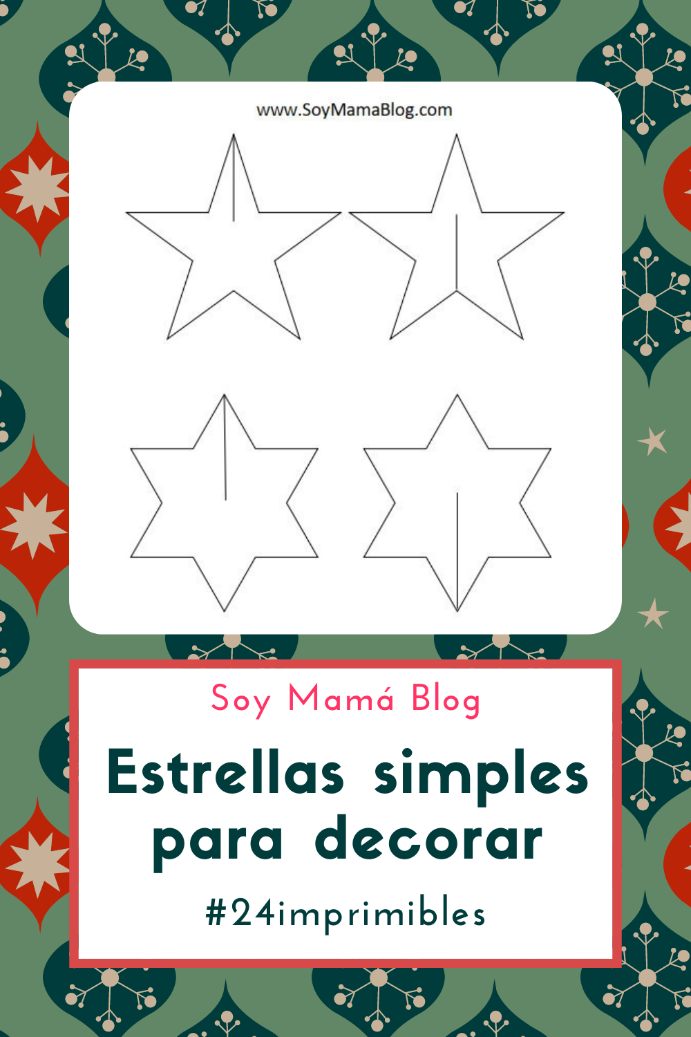 24 imprimibles para Navidad | Estrellas simples para decorar