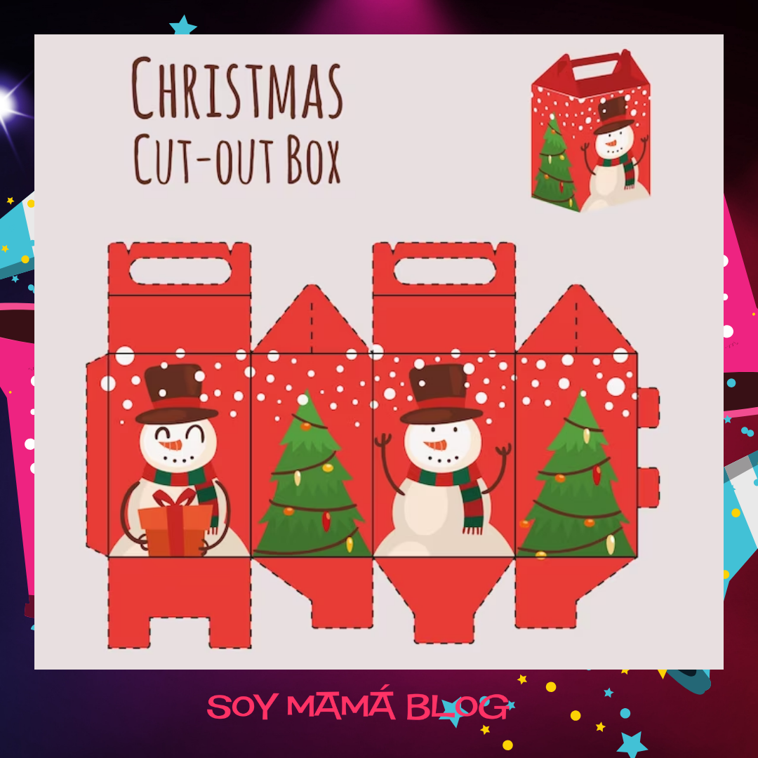 100 días de Festejos en Soy Mamá Blog | Caja con asas con motivos navideños